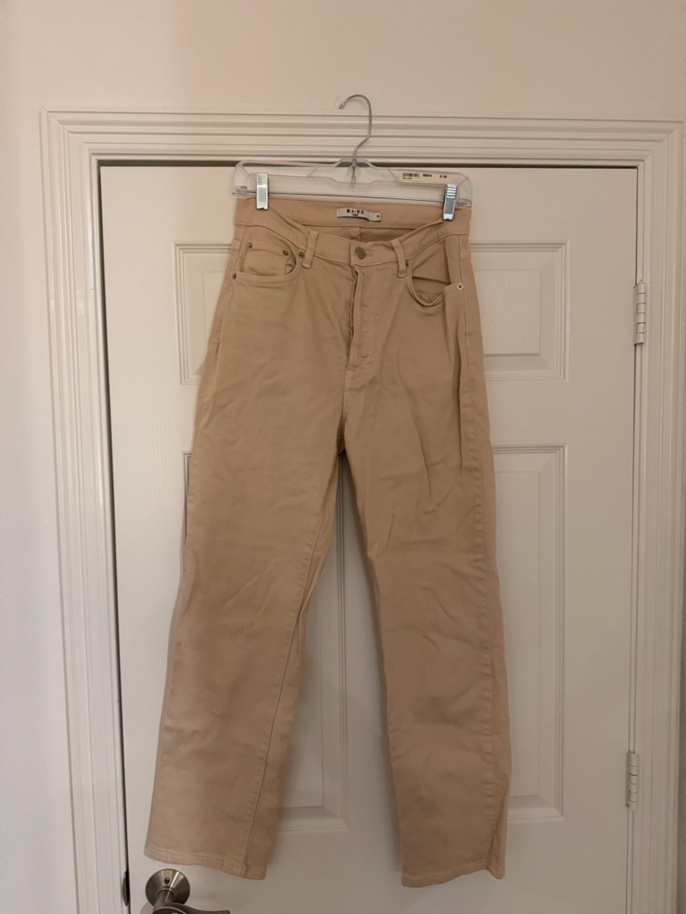 NA-KD Organic Straight High Waist Jeans - Beige EU38